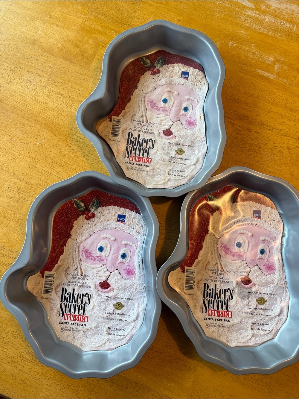 Non-Stick Santa Face Cake Pan - Silver (Set of 3)